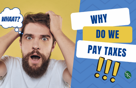 Why do we pay taxes. - image of man pulling on his hair