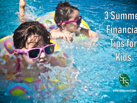 3 Summer Financial Tips for Kids, SFS Tax, SFS Tax and Accounting, Kids Swimming, Pool, Kids in Floats, Sunglasses, Kids in Sunglasses