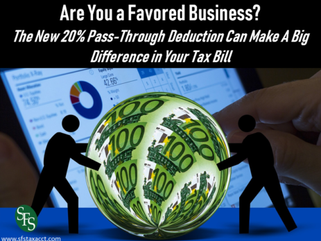 Are You a Favored Business, The New 20% Pass Through Deduction can Make a Big Difference in Your Tax Bill, SFS Tax, SFS Tax and Accounting, Ball of Money, Silhouette, Loking for Tax Favored Status
