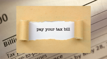 tax reurn and text that says- pay your tax bill
